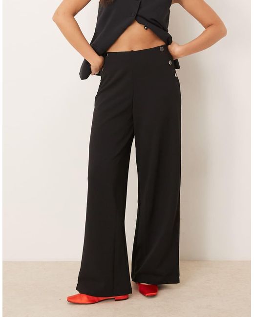 Jdy Black Side Button Details Trousers