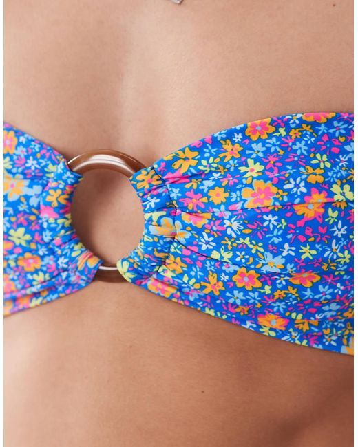 Kulani Kinis Blue Electric Bloom Bandeau Bikini Top