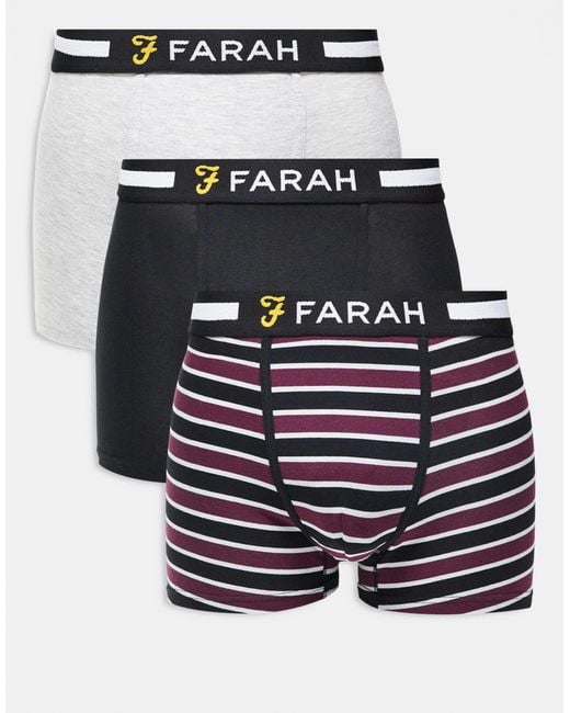 Farah Blue 3-pack Jacquard Waistband Logo Boxers for men