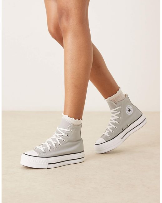 Converse Natural Chuck Taylor All Star Lift Hi Platform Trainers