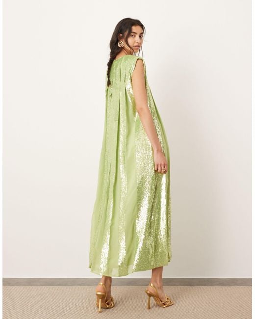 Asos Green Embellished Dress ASOS Sequin Beaded Party Cocktail Sage Mint Green  Dress Winter
