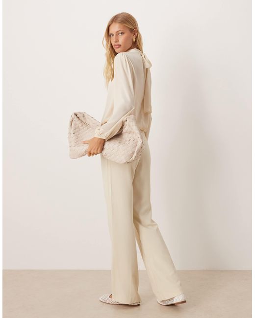 ASOS Natural – langärmlige bluse aus durchscheinendem chiffon