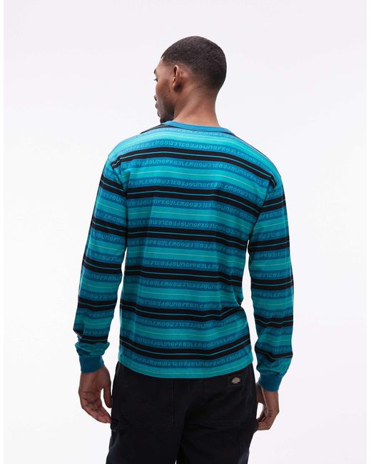 No Problemo Blue 100% Cotton Long Sleeve T-shirt With Repeat Logo Print for men