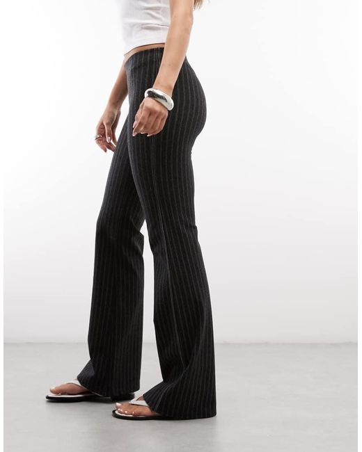 Weekday Gray Jersey Flare Trousers