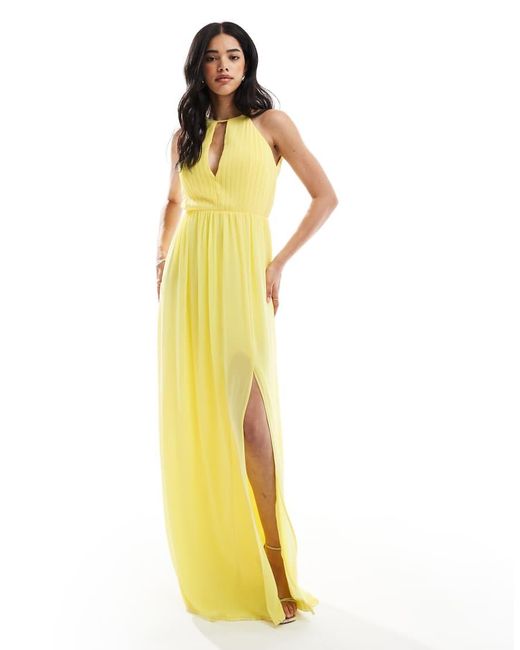 TFNC London Metallic High Neck Maxi Dress With Cut Out Detail