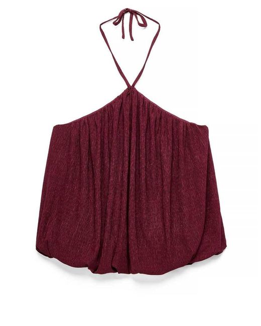 NA-KD Purple Bubble Hem Halterneck Top