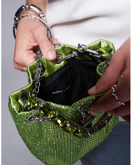 River Island Green Heatseal Droplet Pouch Bag