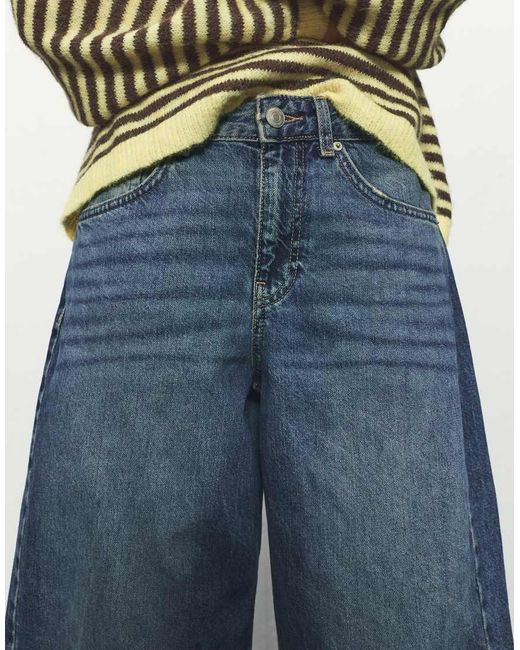 Pull&Bear Blue Low-Rise Barrel Jeans