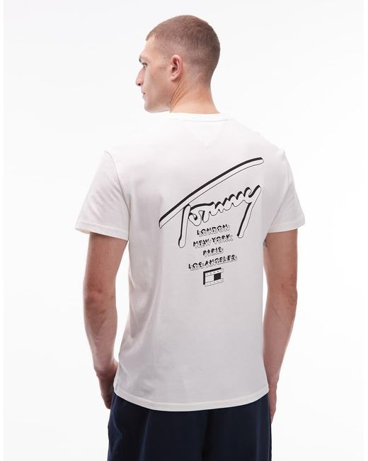 Tommy Hilfiger White Regular Back Print Signature T-shirt for men