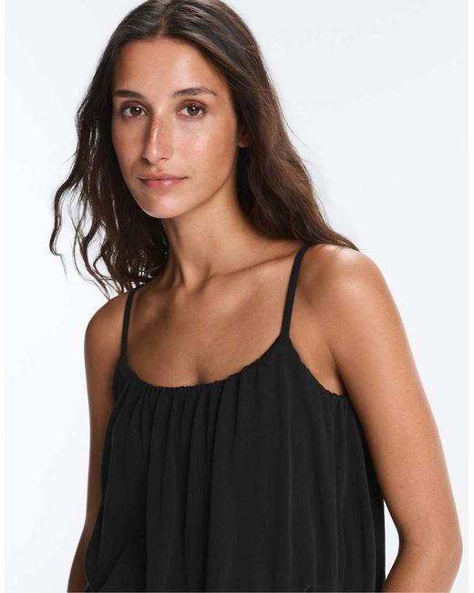 Oysho Black Modal Blend Strappy Top