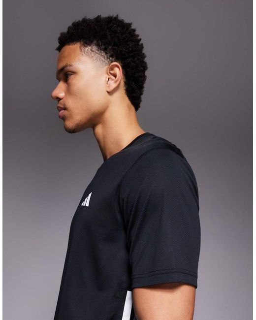 Adidas Originals Blue Adidas Training Essentials 3 Stripe T-shirt for men
