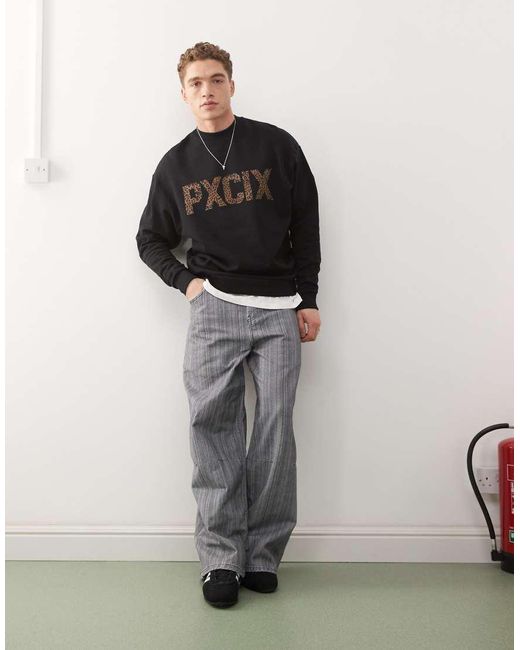 ASOS Oversized Sweatshirt Met Cheetah-Tekstprint in het Gray voor heren