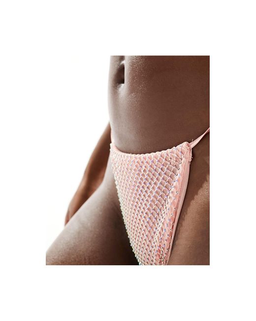 SIMMI Brown Simmi Diamante Netting Bikini Bottom