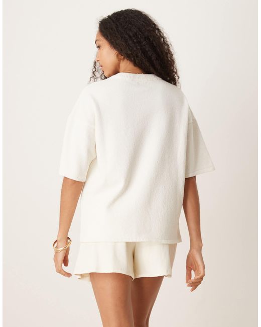 ASOS White Knitted Slub Relaxed T-shirt