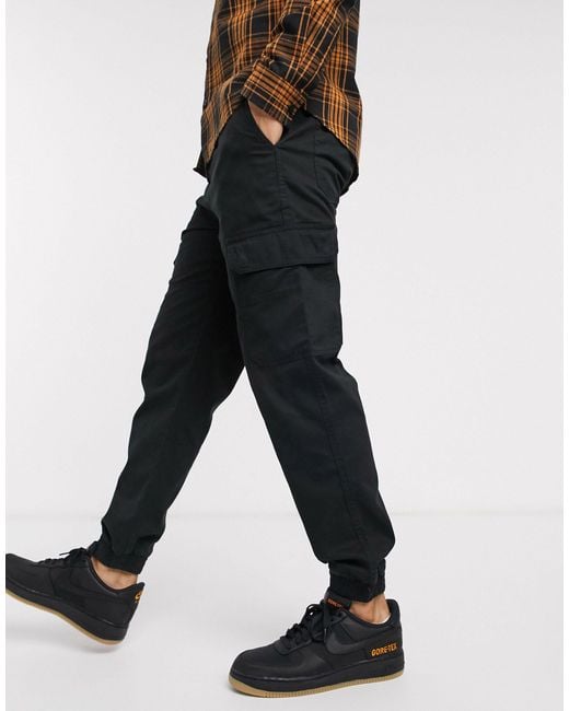 black canvas cuff cargo trousers