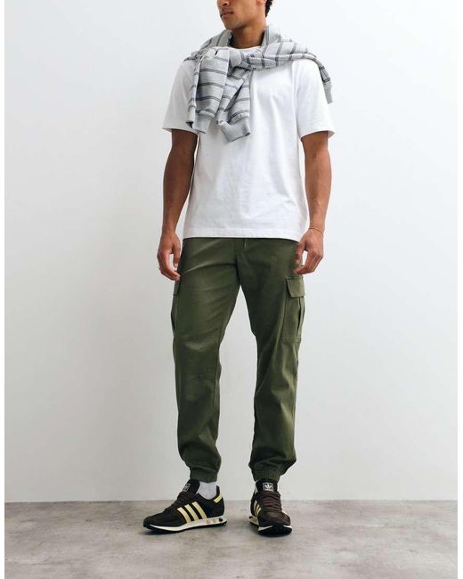 Jack & Jones Green Cuffed Slim Cargo Trousers for men