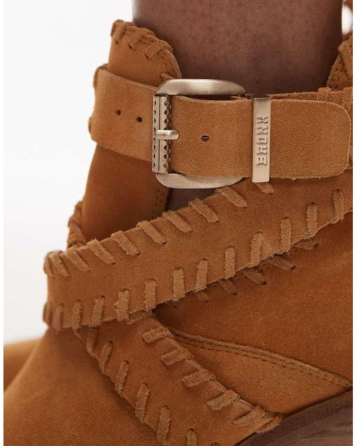 Bronx Brown New-kole Buckle Western Ankle Boots