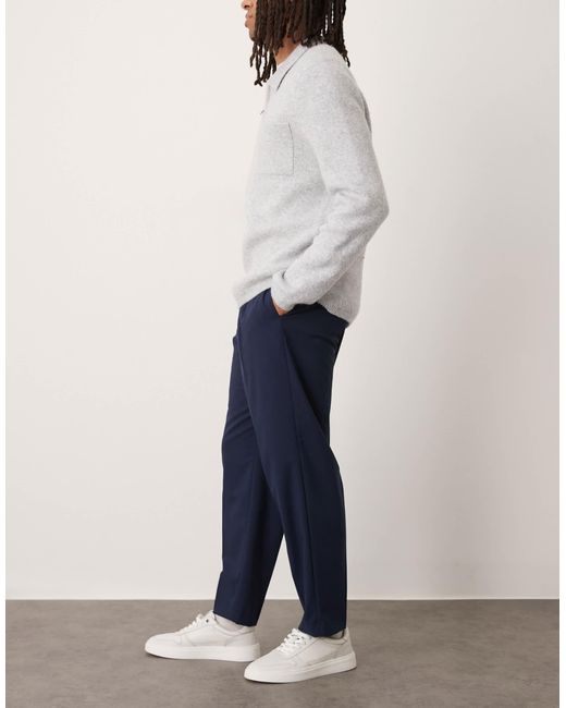 ASOS Blue Relaxed Tapered Dress Pants for men