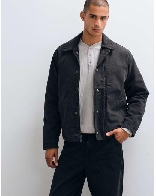 Abercrombie & Fitch Blue Zip Up Canvas Worker Jacket for men