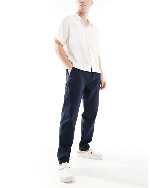 Pantalon à enfiler aspect lin River Island pour homme en coloris Blue