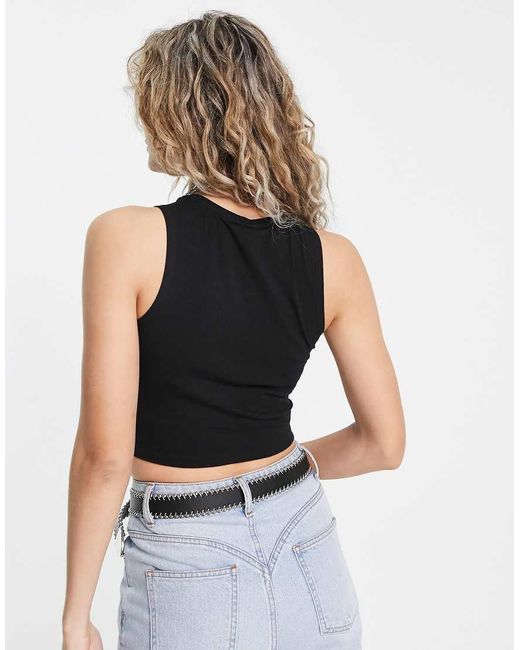Noisy May Black Twist Front Crop Top