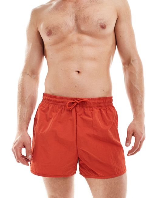 Weekday Red Tan Runner Swim Shorts for men