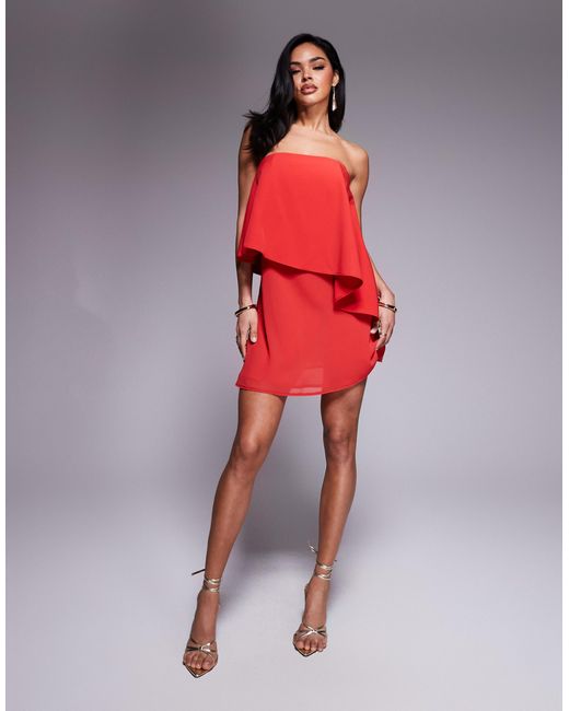 ASOS Red – trägerloses, asymmetrisches minikleid mit kontrastmaterial
