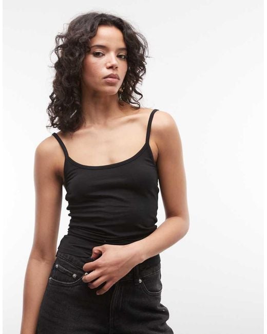 Collusion Black Spaghetti Strap Fitted Vest Top