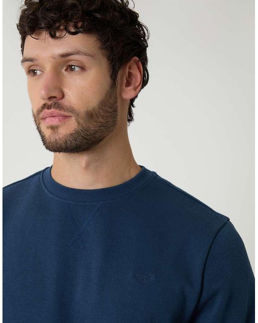 Threadbare Blue Cotton Blend Crew Neck Sweatshirt for men