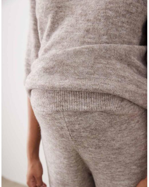 ASOS Natural Asos Design Maternity Wide Leg Trouser With Wool Co-ord