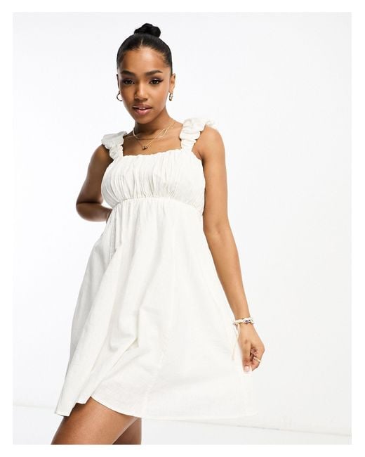 Abercrombie & Fitch White Puff Strap Babydoll Dress