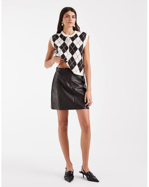 Vero Moda Black High-waist Leather-look Mini Skirt