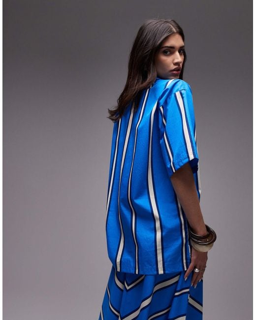 TOPSHOP Blue Co-ord Poplin Resort Shirt