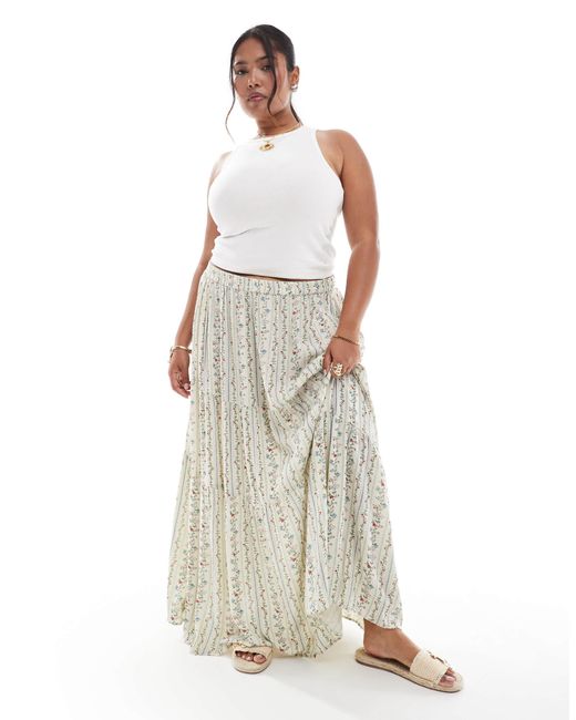 Pieces Plus White Pieces Curve Boho Tiered Maxi Skirt