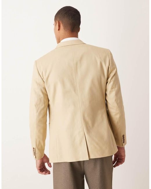 ASOS Natural Slim Cotton Linen Blend Blazer for men