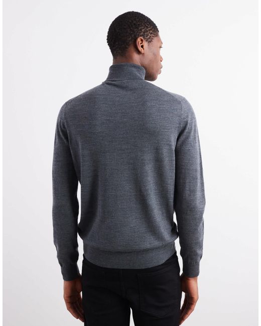 Mango Blue Knitted Roll Neck Jumper for men