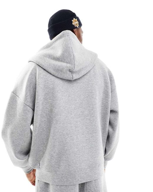 Bershka Gray Premium Zip Through Co-ord Hoodie for men