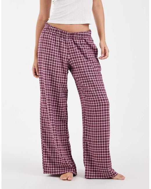 Hollister Purple Wide Leg Flannel Pyjama Bottoms