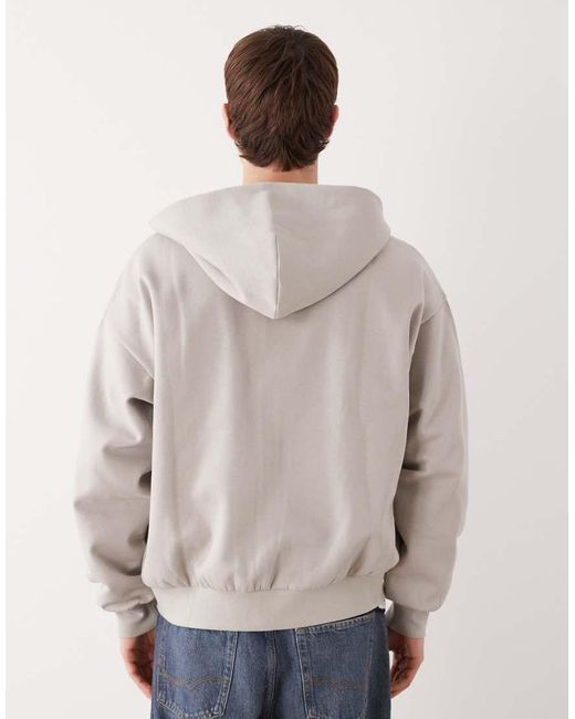 Weekday Gray Oversized Zip Through Hoodie for men