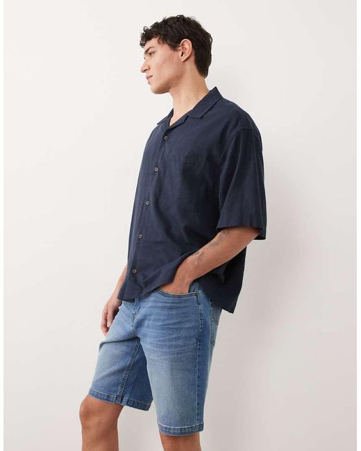 Threadbare Blue Denim Shorts for men