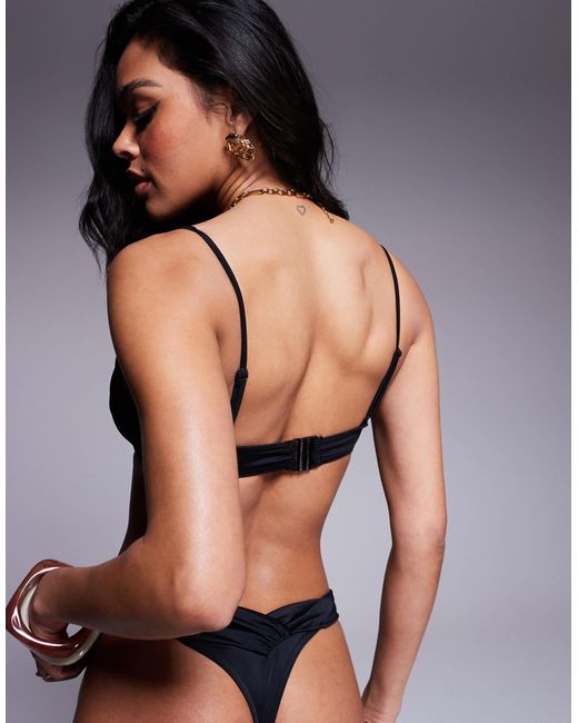 ASOS Black Maya Skinny Crop Bikini Top