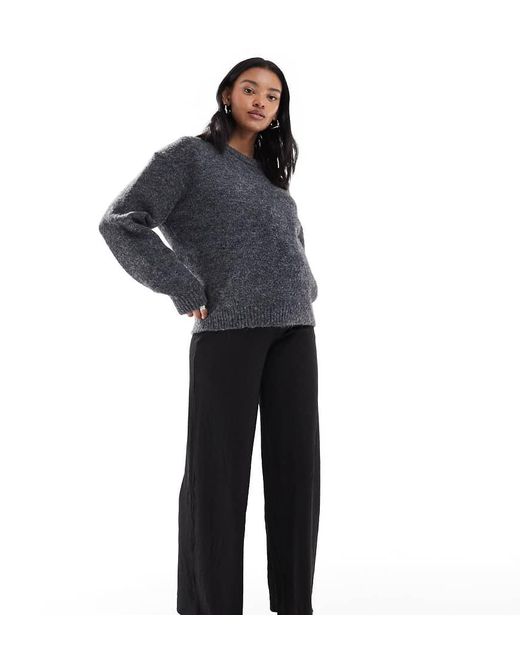 Mama.licious Blue Mamalicious Tie Waist Detail Wide Leg Jersey Trouser
