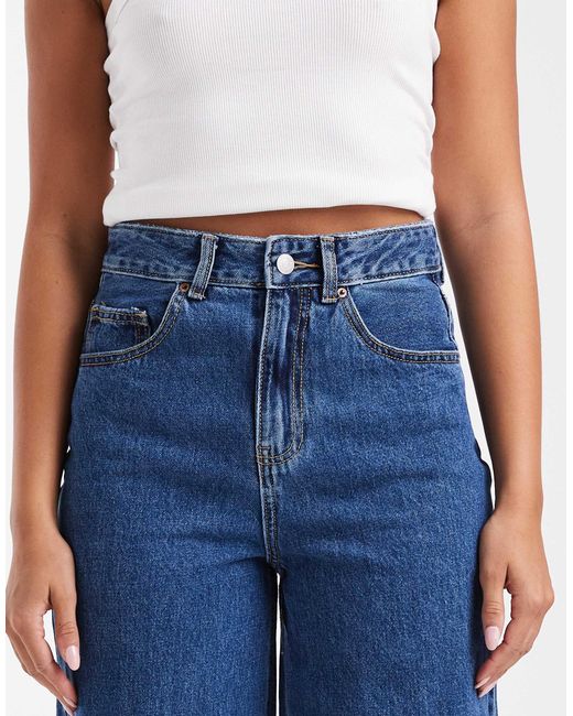 Vero Moda Blue Billie High Rise Barrel Leg Jeans