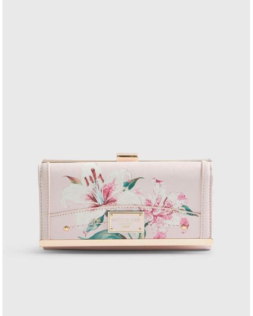 River Island Pink Floral Print Clip Top Purse