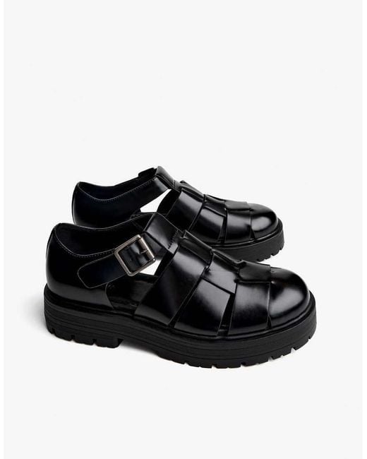 Bershka Black Closed Fisherman Shoes for men
