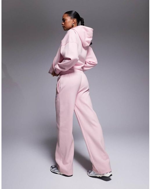 Kaiia Pink Exclusive Cotton Rich Embroidered Logo Wide Leg joggers Co-ord