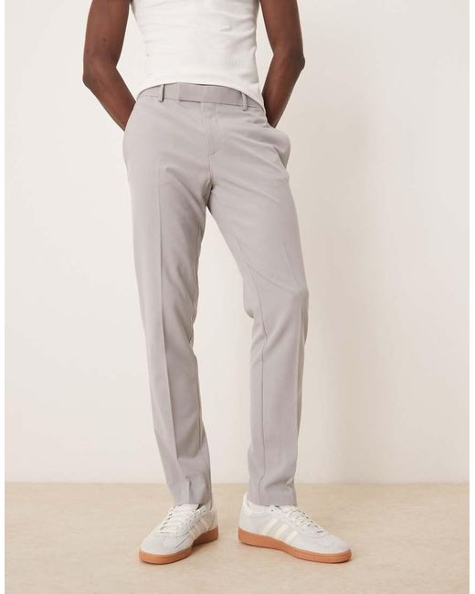 Pantalones De Traje Grises De Corte Pitillo De Tejido Elástico En Cuatro Direcciones De ASOS de hombre de color Natural