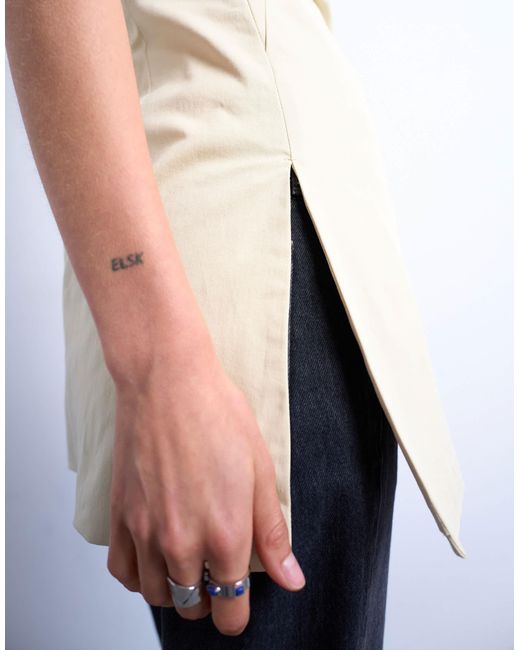 Tunique bandeau longue épurée - taupe TOPSHOP en coloris White