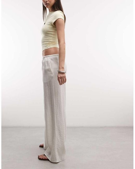 Weekday White Pull On Wide Leg Crinkle Trousers