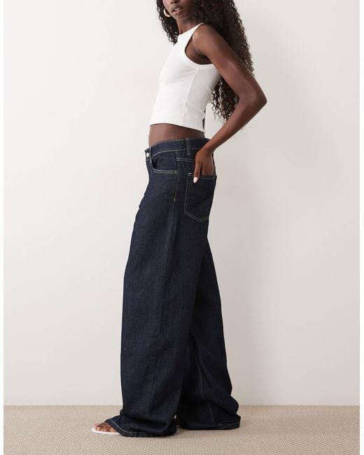 Jean évasé indigo Mango en coloris Blue